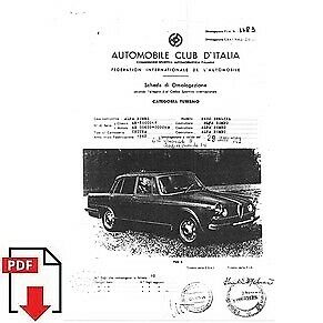 1963 Alfa Romeo 2600 berlina FIA homologation form PDF download (ACI)